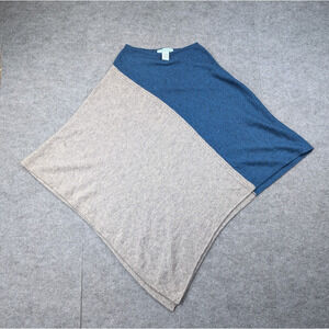 Celeste Poncho Womens One Size Cashmere Wool Color Block Lightweight Y2K Cozy